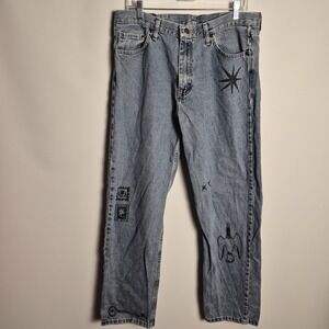 Vintage Wrangler Men 36x34Premium Quality Jeans Hand Painted Graphic Art...
